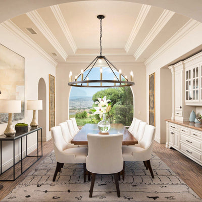 Lustre rond à 24 lumières en forme de roue de chariot de 54 pouces