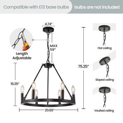 Lustre rond à 24 lumières en forme de roue de chariot de 54 pouces