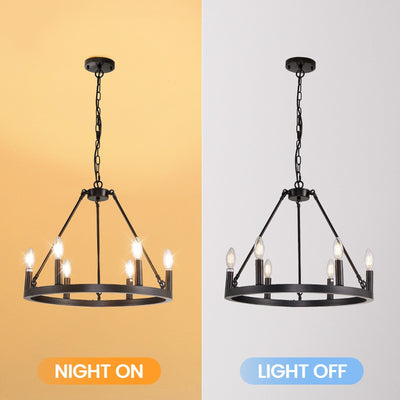 Lustre rond à 24 lumières en forme de roue de chariot de 54 pouces