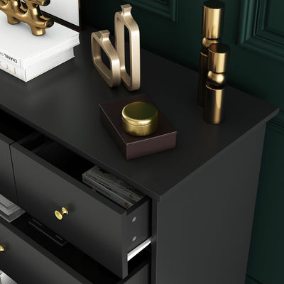 Commode double de 55,1 po de large avec tiroirs de rangement