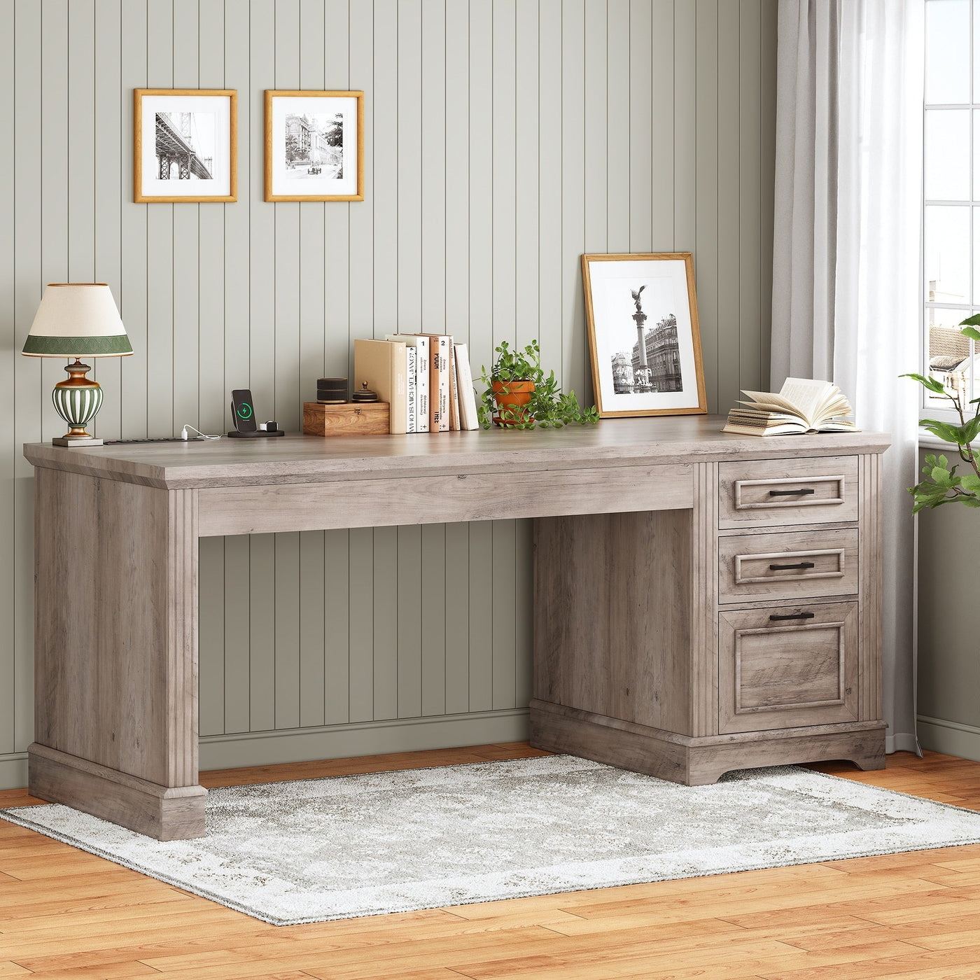 Bureau de direction de ferme Bureau à domicile Tiroir de classement Support d'écran Prise de courant