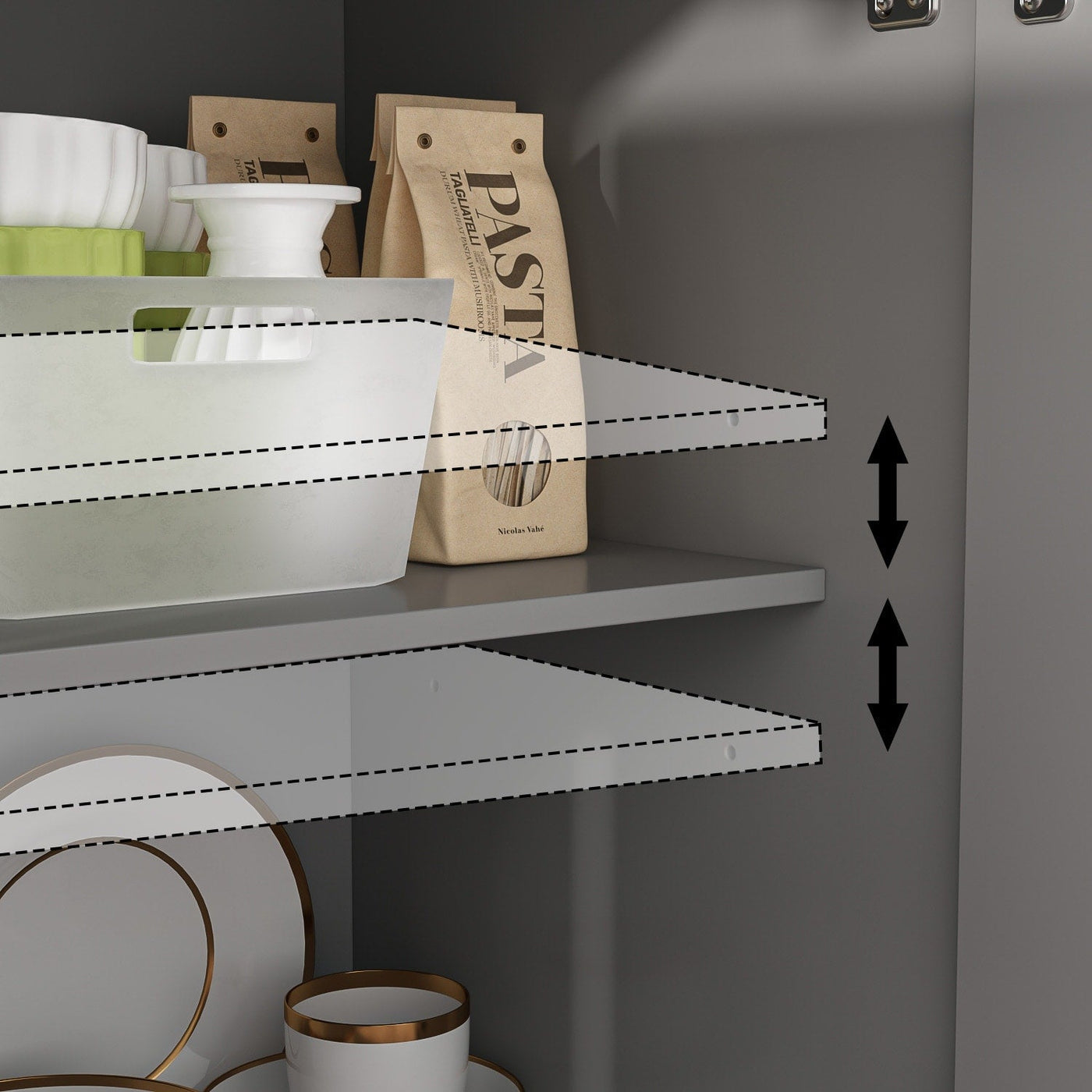 Buffet blanc laqué de 59,1 pouces, style contemporain et moderne du milieu du siècle