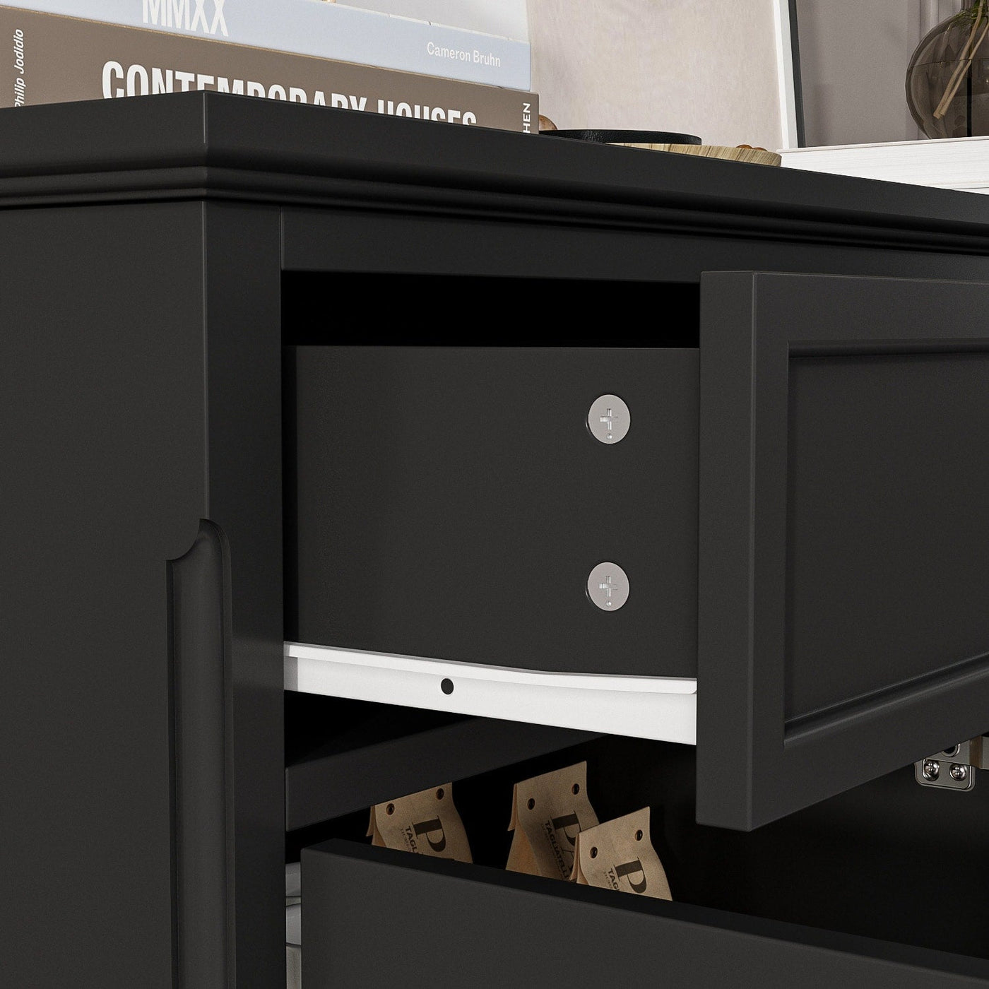 Buffet blanc laqué de 59,1 pouces, style contemporain et moderne du milieu du siècle