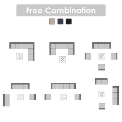 Ensemble de sièges d'extérieur sectionnels pour 6 personnes avec coussins