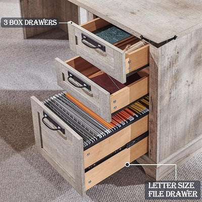 Bureau de direction en L de style ferme, bureau d'angle en bois, bureau d'ordinateur