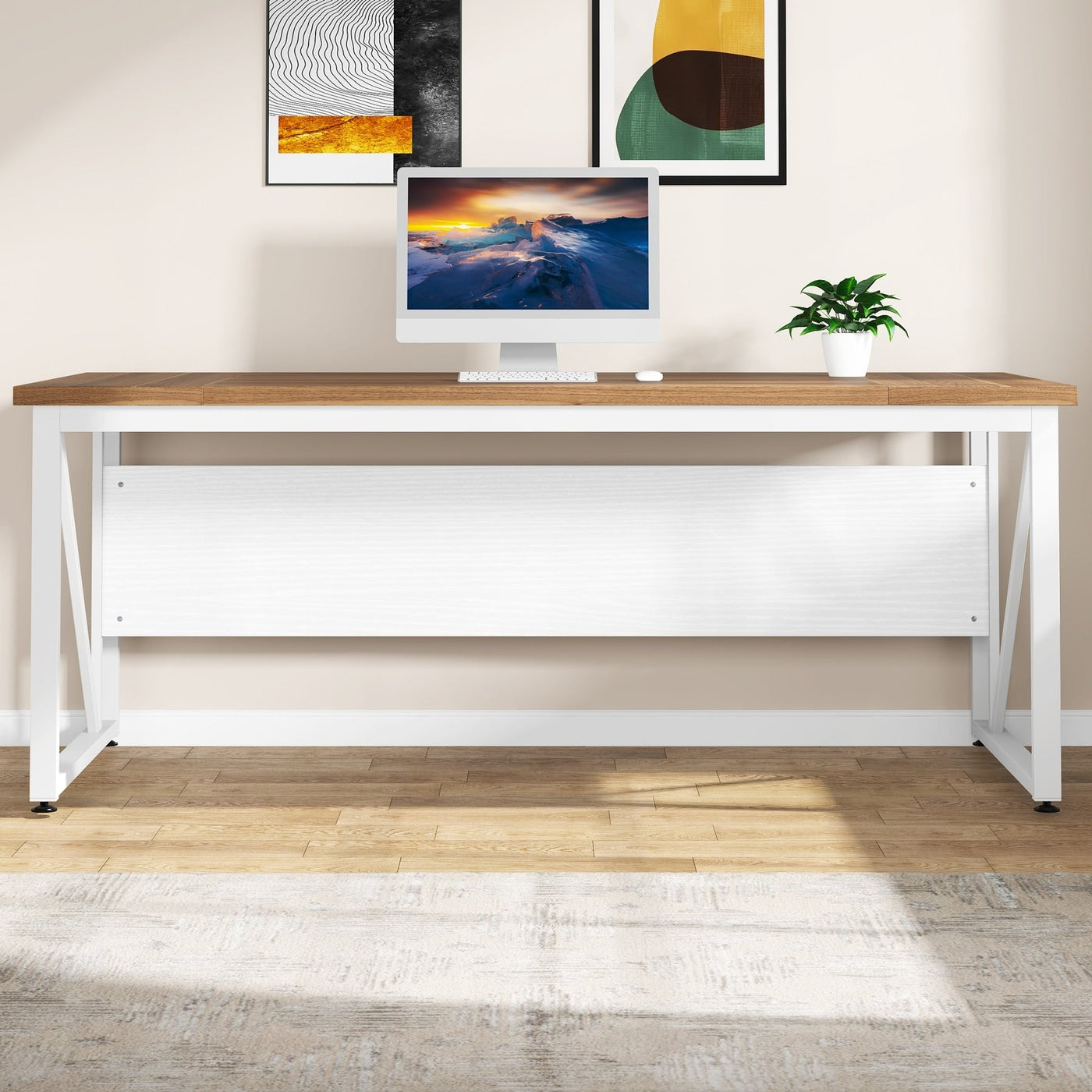 Bureau d'ordinateur en L de 63 pouces avec classeur latéral de 47 pouces, ensemble de bureau exécutif pour la maison