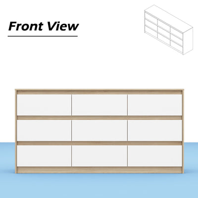 Commode d'appoint à 9 tiroirs 63W pour salon, chambre à coucher