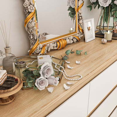 Commode d'appoint à 9 tiroirs 63W pour salon, chambre à coucher