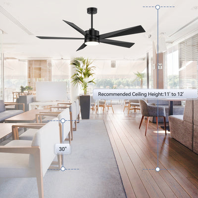 Ventilateur de plafond LED Breezary 65/52/42 à 5 pales avec kit d'éclairage et télécommande