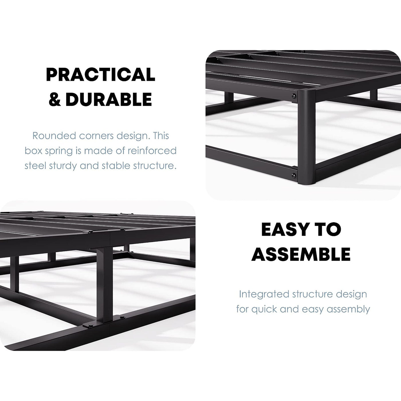 Sommier métallique FSCHOS de 7 pouces, sommier de base, sans pieds