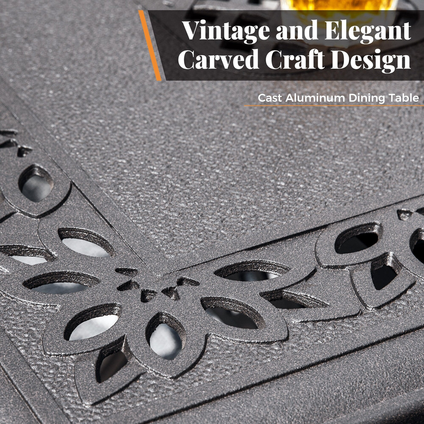 Ensemble de salle à manger de patio en aluminium moulé de 7 pièces de MAISON ARTS avec table rectangulaire extensible et 6 chaises en aluminium moulé