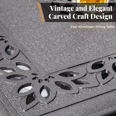 Ensemble de salle à manger de patio en aluminium moulé de 7 pièces de MAISON ARTS avec table rectangulaire extensible et 6 chaises en aluminium moulé