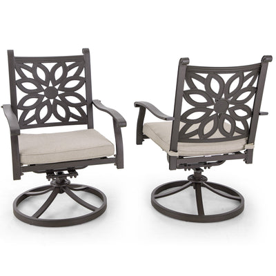 Ensemble de salle à manger de patio en aluminium moulé de 7 pièces de MAISON ARTS avec table rectangulaire extensible et 6 chaises en aluminium moulé