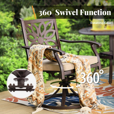 Ensemble de salle à manger de patio en aluminium moulé de 7 pièces de MAISON ARTS avec table rectangulaire extensible et 6 chaises en aluminium moulé