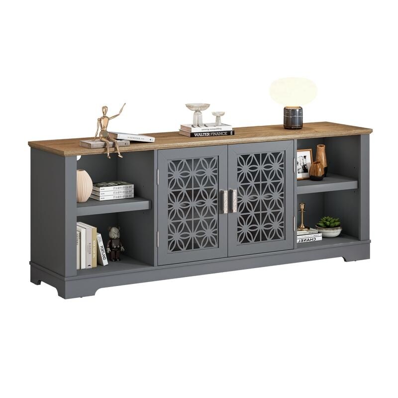 Meuble TV décoratif rustique à motif floral de 70 po pouvant accueillir jusqu'à 80 téléviseurs