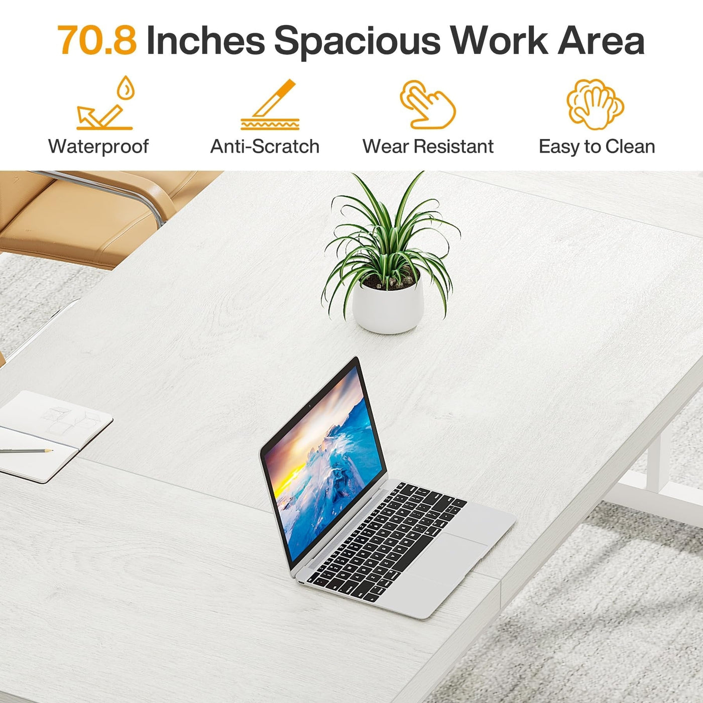 Bureau exécutif de 70,8 pouces, grand poste de travail informatique