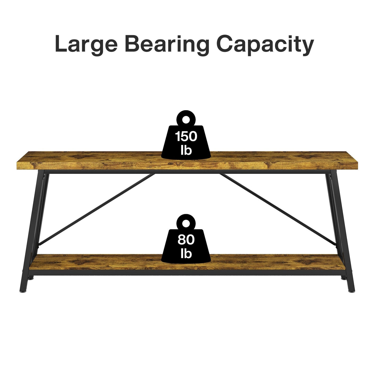 Table console d'entrée extra-longue de 70,9 pouces, style industriel