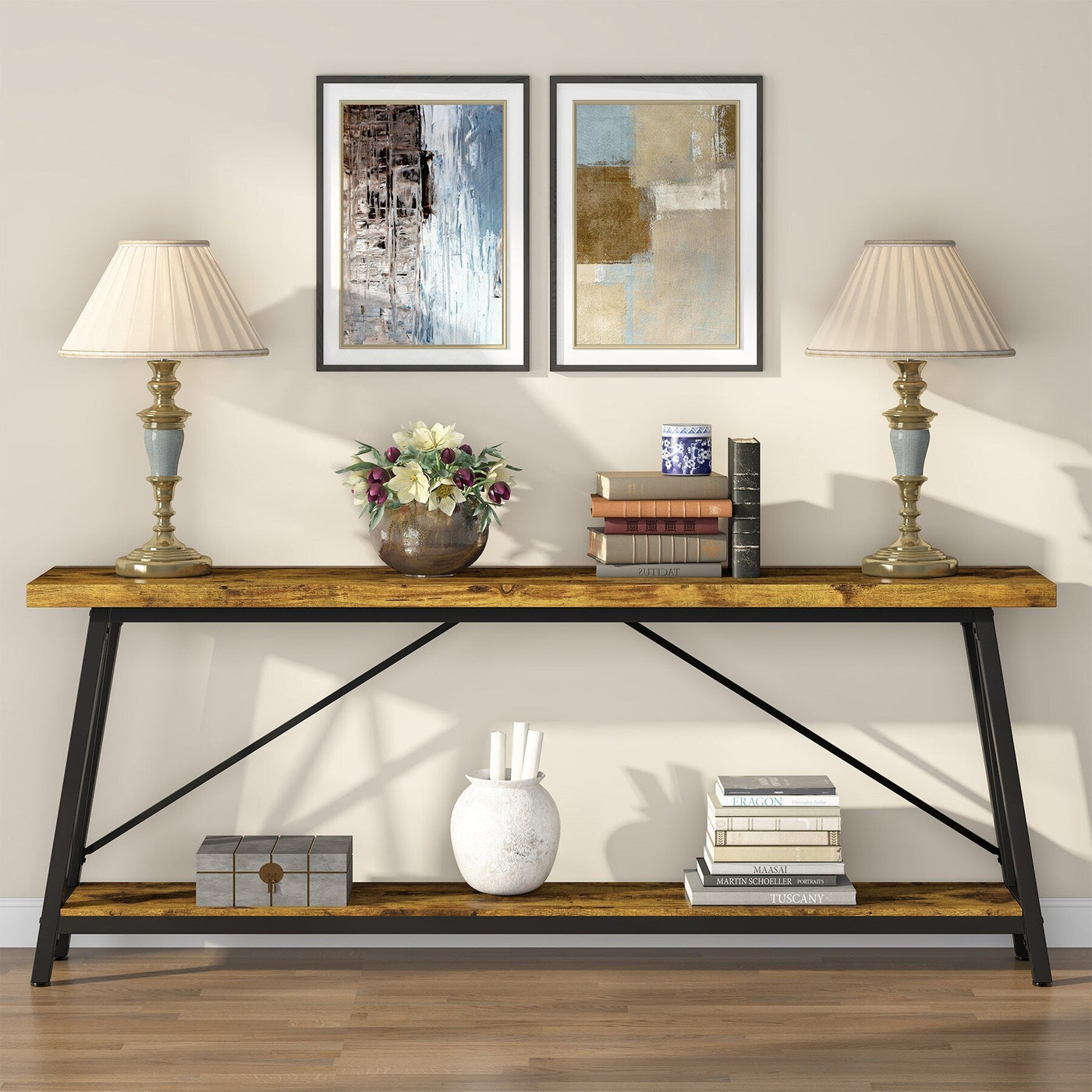 Table console d'entrée extra-longue de 70,9 pouces, style industriel
