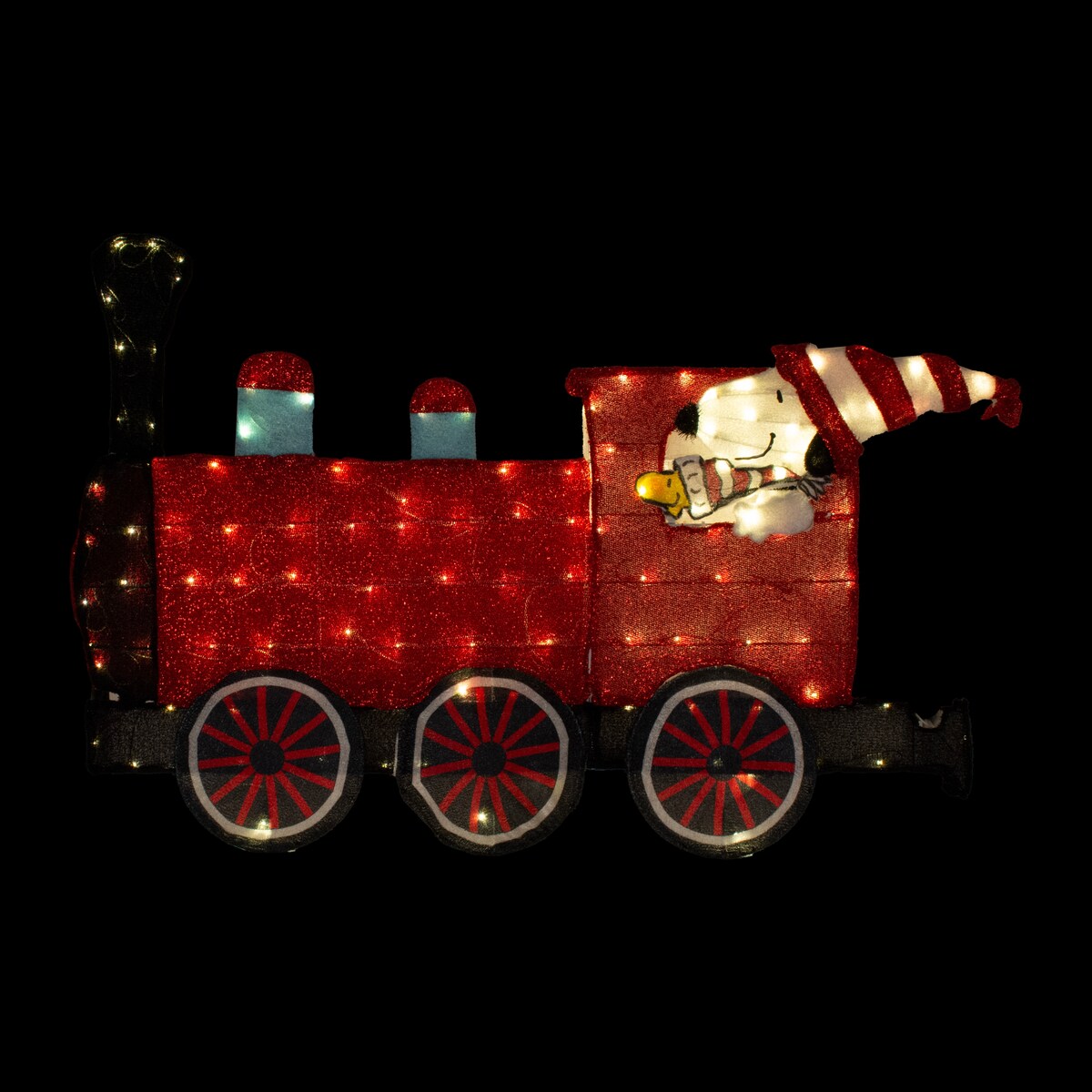 Ensemble de 2 trains Peanuts pré-éclairés à LED 2D Yard Art, 2 pièces