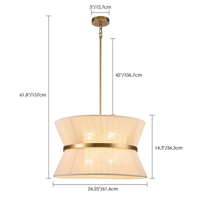 Lustre tambour bohème moderne à 8 lumières, grand format, 61 cm, en tissu tissé à la main, couleur or/noir, pour salle à manger/salon