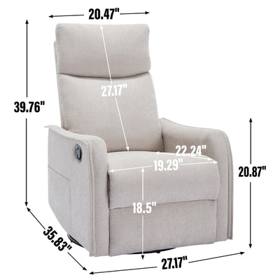 Fauteuil inclinable manuel à 8 points de massage, fauteuil à bascule pivotant en tissu, fauteuil simple avec bascule et chauffage lombaire