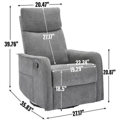 Fauteuil inclinable manuel à 8 points de massage, fauteuil à bascule pivotant en tissu, fauteuil simple avec bascule et chauffage lombaire