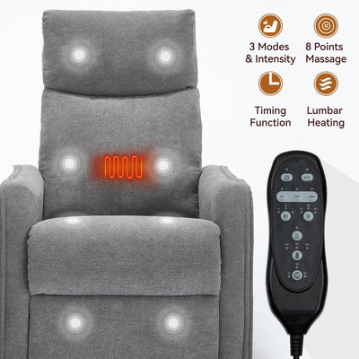 Fauteuil inclinable manuel à 8 points de massage, fauteuil à bascule pivotant en tissu, fauteuil simple avec bascule et chauffage lombaire