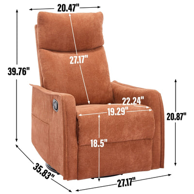 Fauteuil inclinable manuel à 8 points de massage, fauteuil à bascule pivotant en tissu, fauteuil simple avec bascule et chauffage lombaire