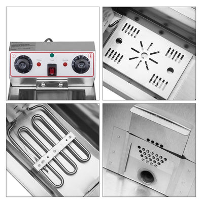 Friteuse à cuve unique en acier inoxydable de 8,5 QT, 1 700 W max., avec robinet et grande poignée