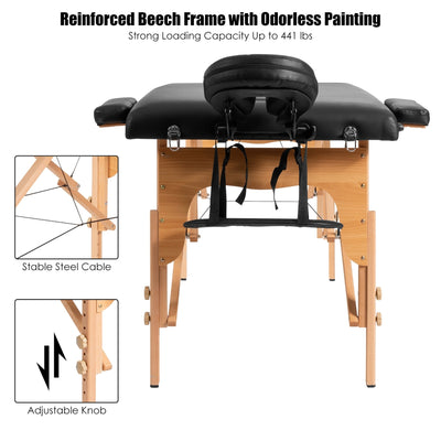 Table de massage portable 84''L réglable pour le visage, le spa et le tatouage avec transport