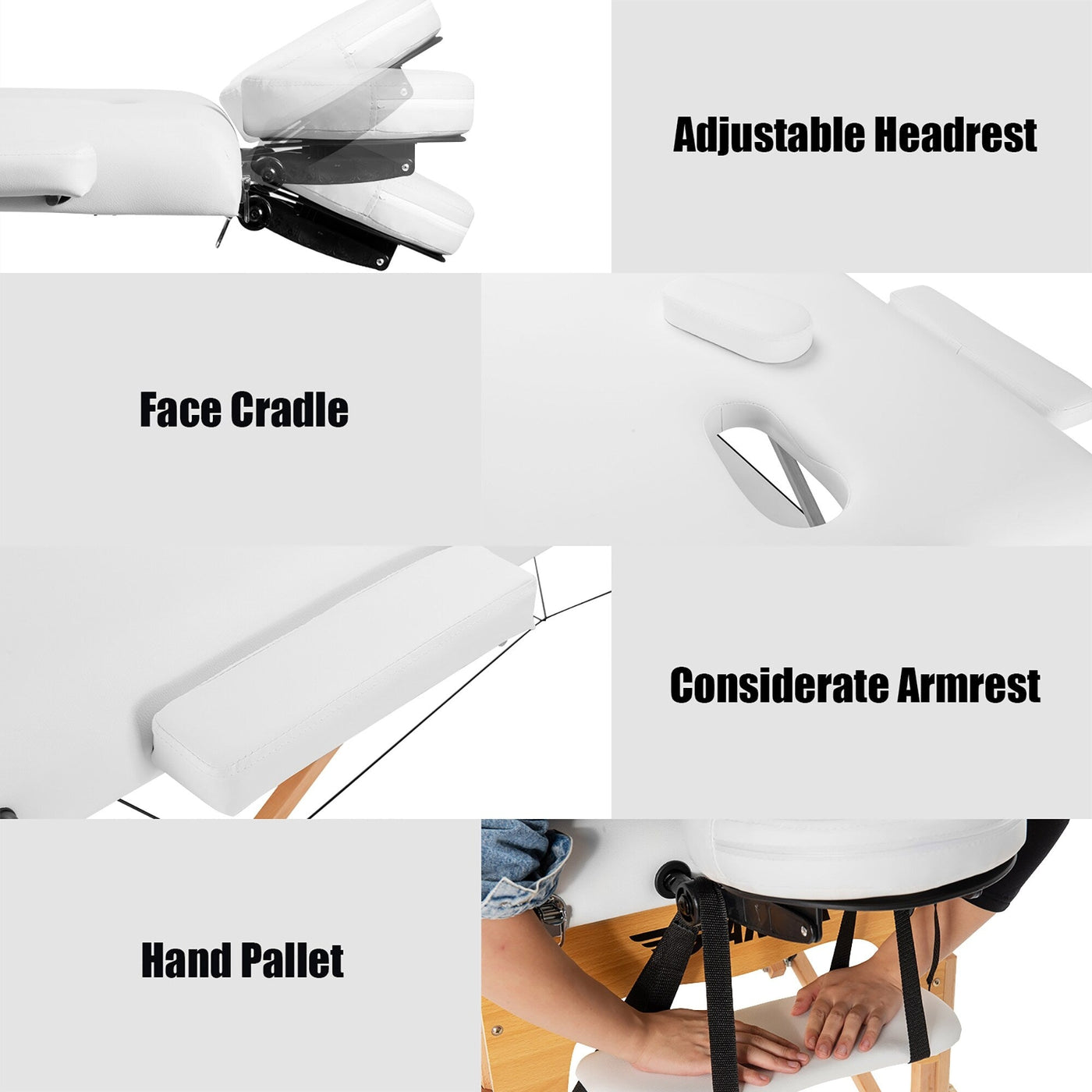 Table de massage portable 84''L réglable pour le visage, le spa et le tatouage avec transport