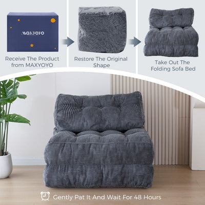 Canapé-lit pliant en velours côtelé 8 places, simple