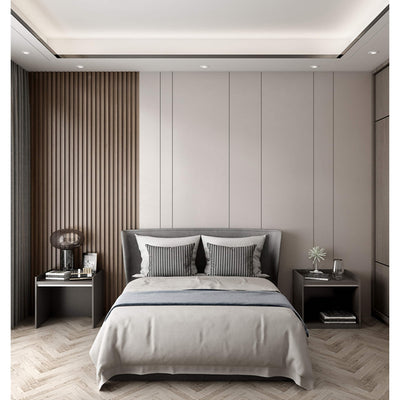 Panneau de revêtement mural en bois massif 93 po x 6 po x 0,8 po - 3 pièces + 1 pièce de garniture d'extrémité