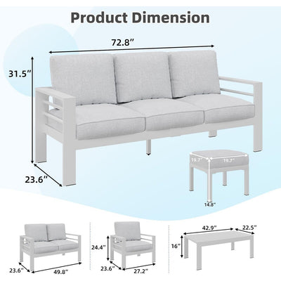 Ensemble de meubles de patio en aluminium AECOJOY 7 pièces Ensemble de conversation d'extérieur