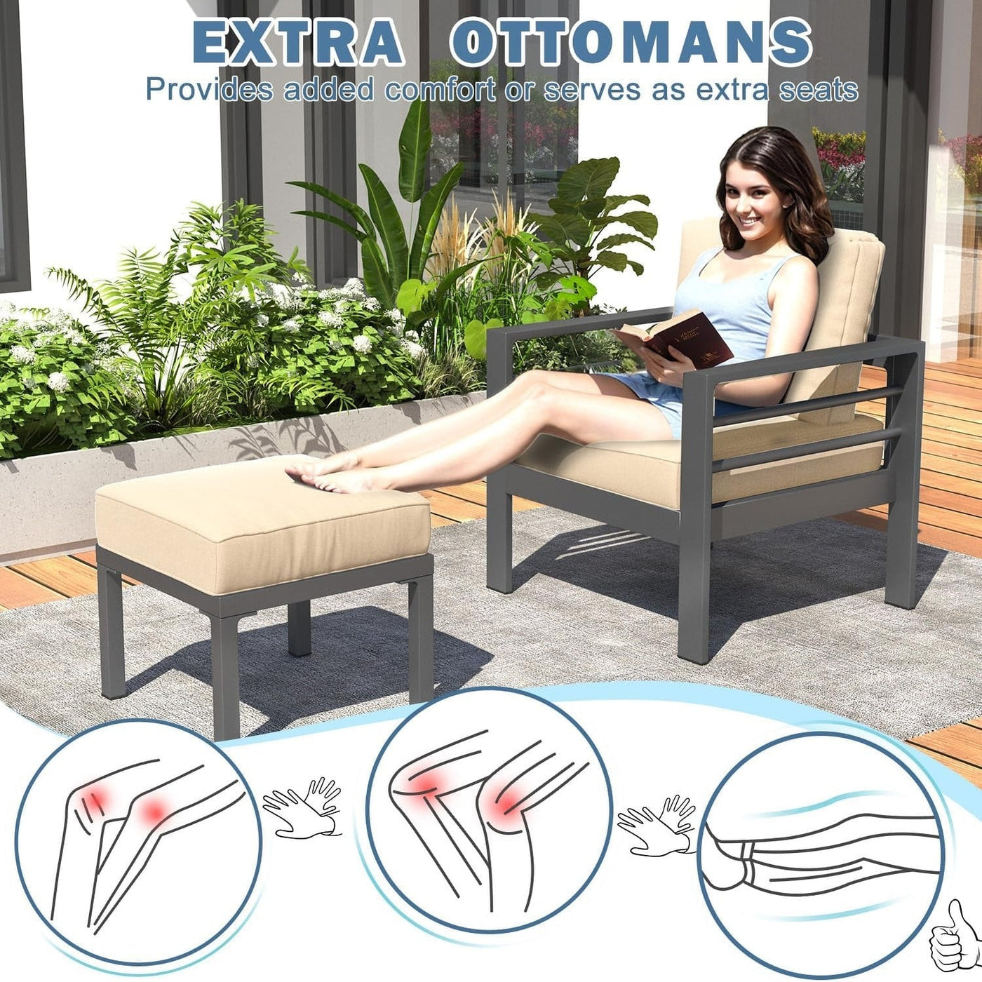 Ensemble de meubles de patio en aluminium AECOJOY 7 pièces Ensemble de conversation d'extérieur