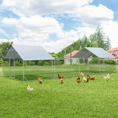 AECOJOY Grand poulailler en métal avec cage à poulets en métal