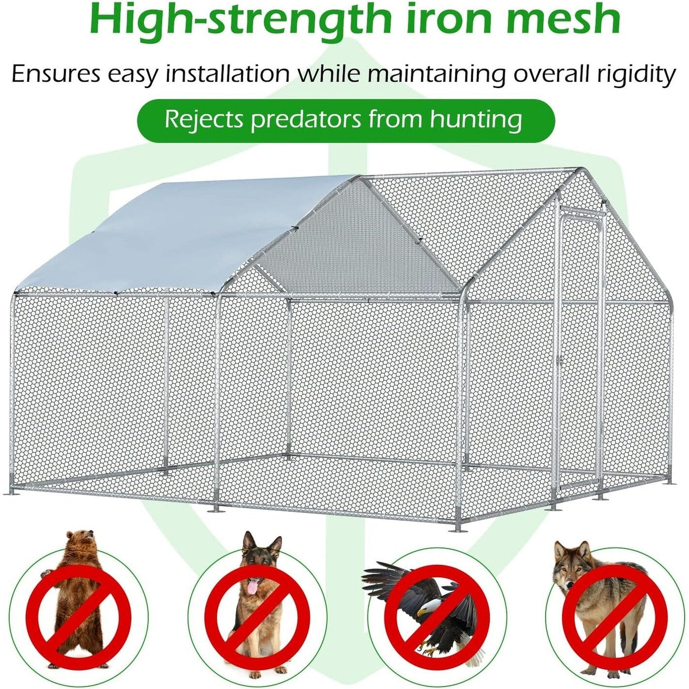 AECOJOY Grand poulailler en métal avec cage à poulets en métal