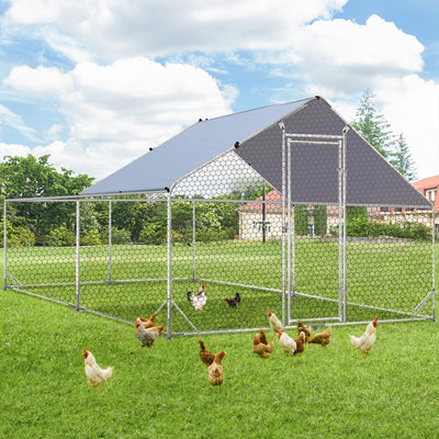 AECOJOY Grand poulailler en métal avec cage à poulets en métal