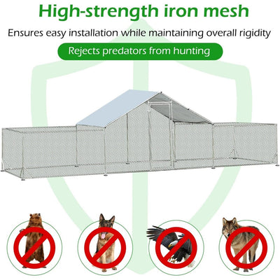 AECOJOY Grand poulailler en métal avec cage à poulets en métal