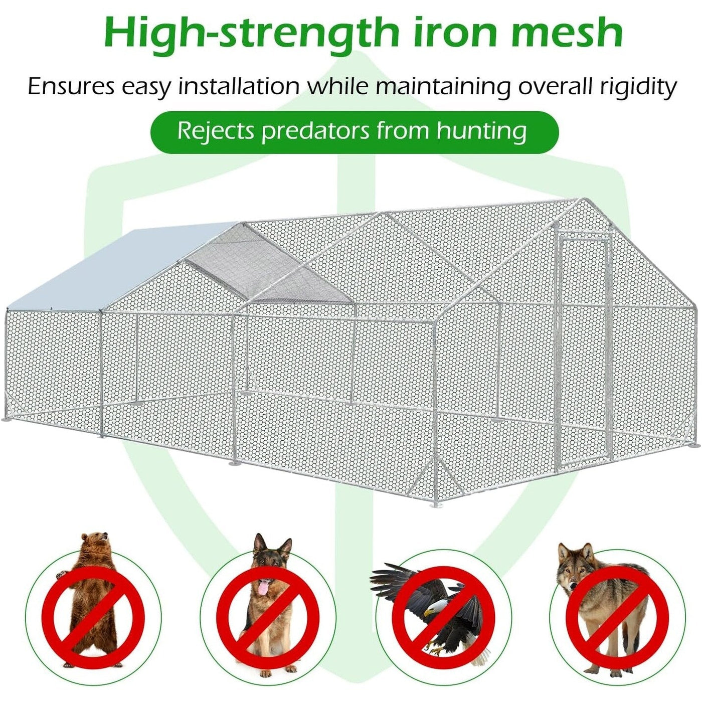 AECOJOY Grand poulailler en métal avec cage à poulets en métal