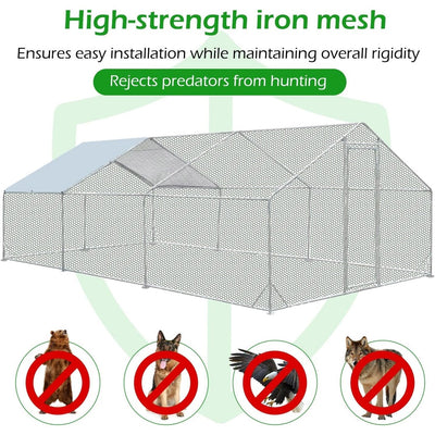 AECOJOY Grand poulailler en métal avec cage à poulets en métal
