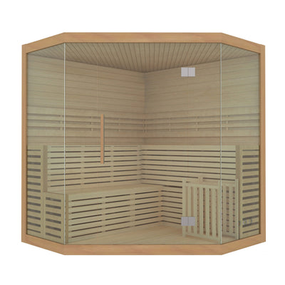 Sauna d'intérieur sec et humide en bois ALEKO pour 5 à 6 personnes avec chauffage électrique - 75 x 75 x 83 pouces