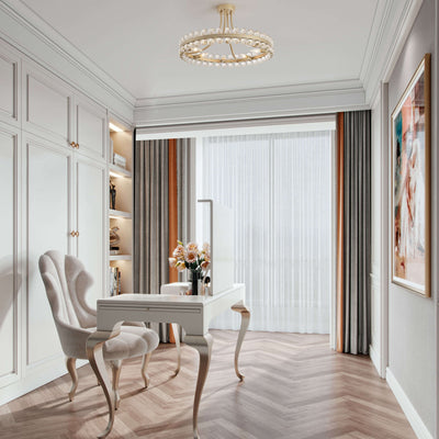 Plafonnier semi-encastré en cristal Elvira à 8 lumières, forme de roue de chariot