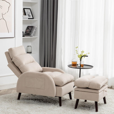 Fauteuil d'appoint HOMYKA avec dossier réglable et pouf de rangement