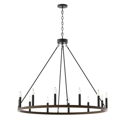 Lustre Acroma Farmhouse à 12 lumières, 40 po, en forme de roue de chariot, certifié UL - 40 po P x 138 po H