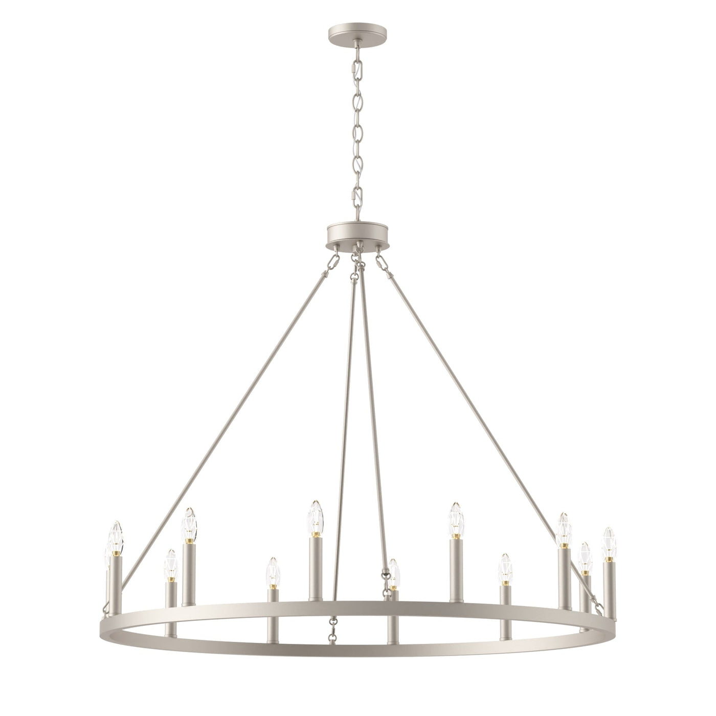 Lustre Acroma Farmhouse à 12 lumières, 40 po, en forme de roue de chariot, certifié UL - 40 po P x 138 po H