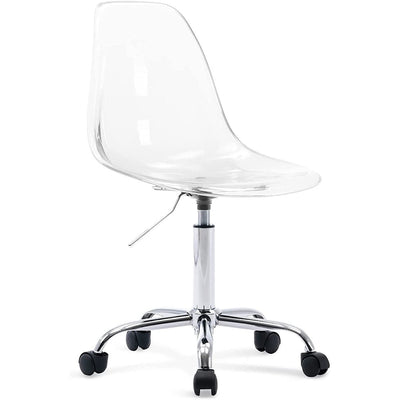 Chaise de bureau pivotante en acrylique à hauteur réglable sans accoudoirs