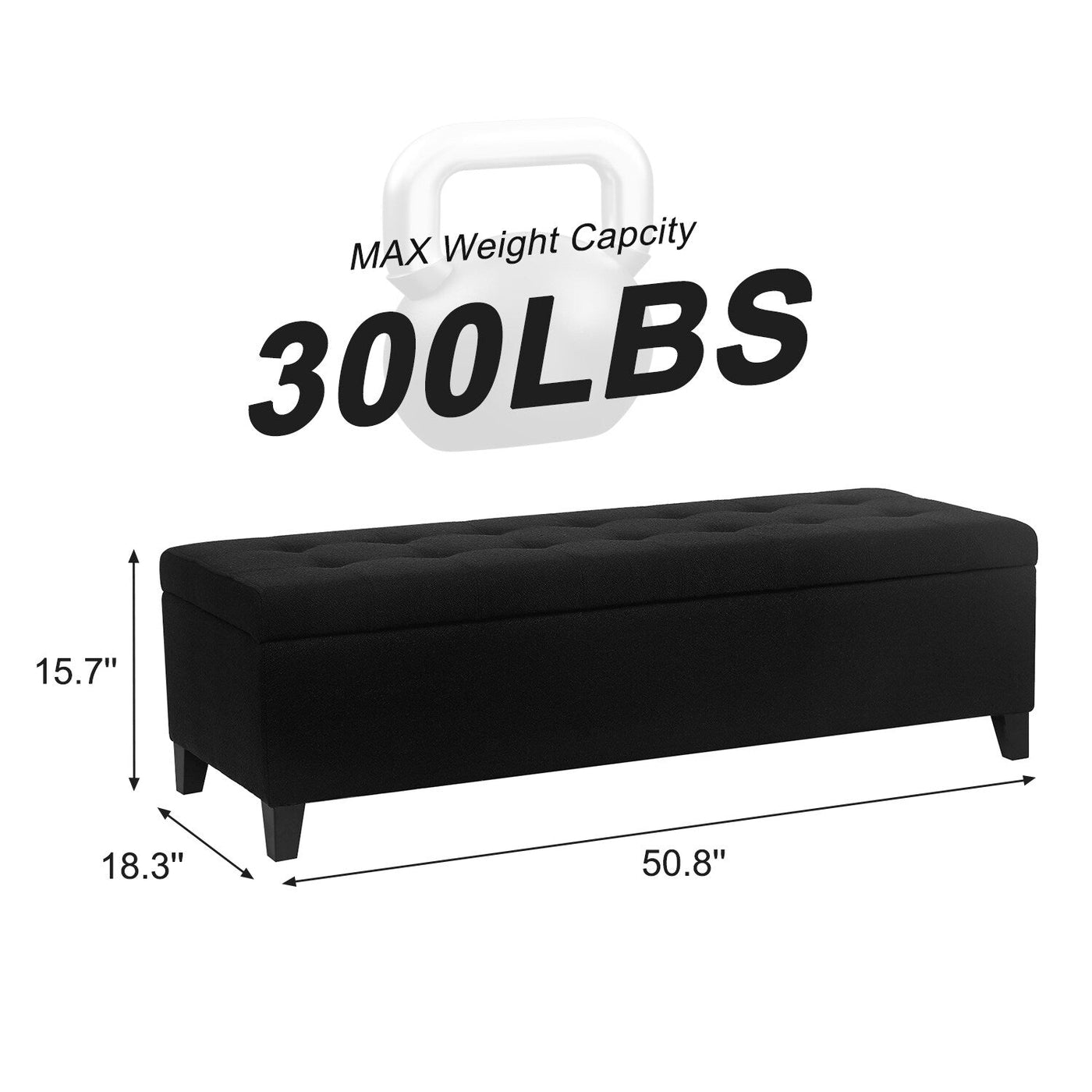 Banc ottoman de rangement en cuir reconstitué Adeco 50