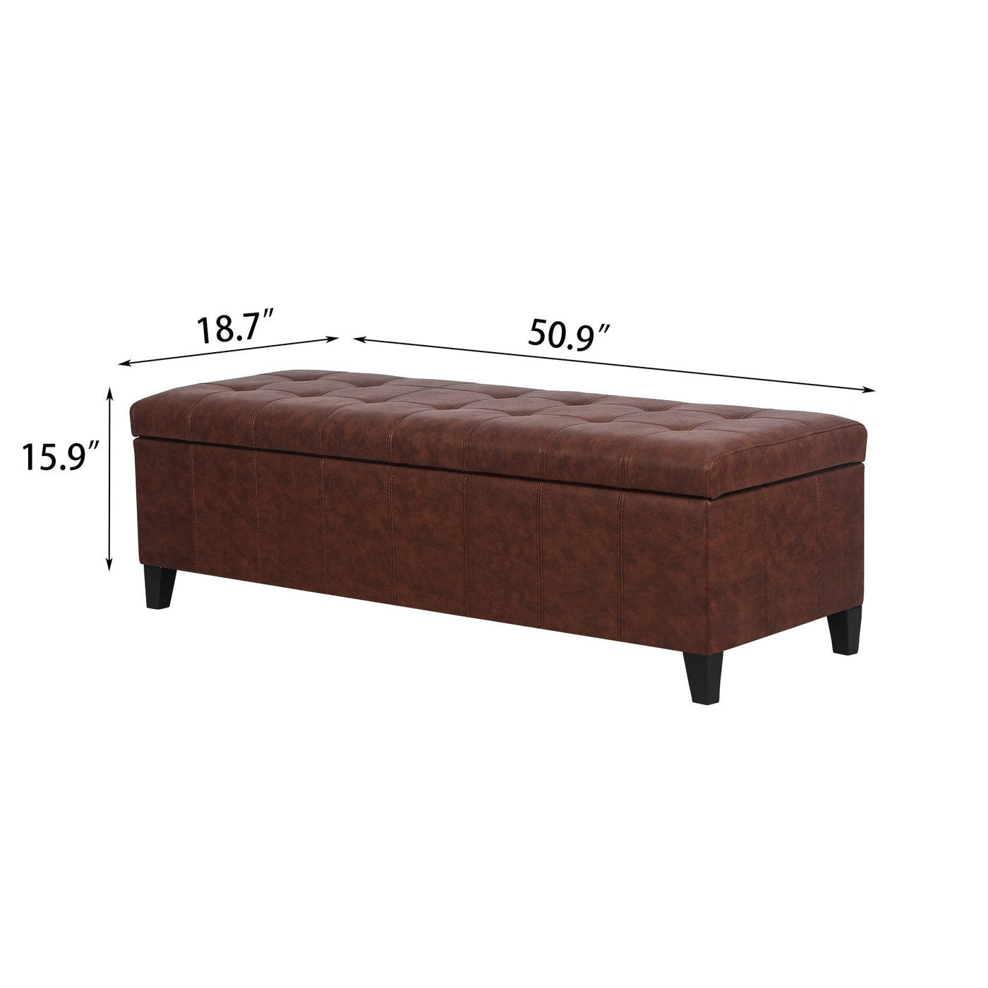 Banc ottoman de rangement en cuir reconstitué Adeco 50