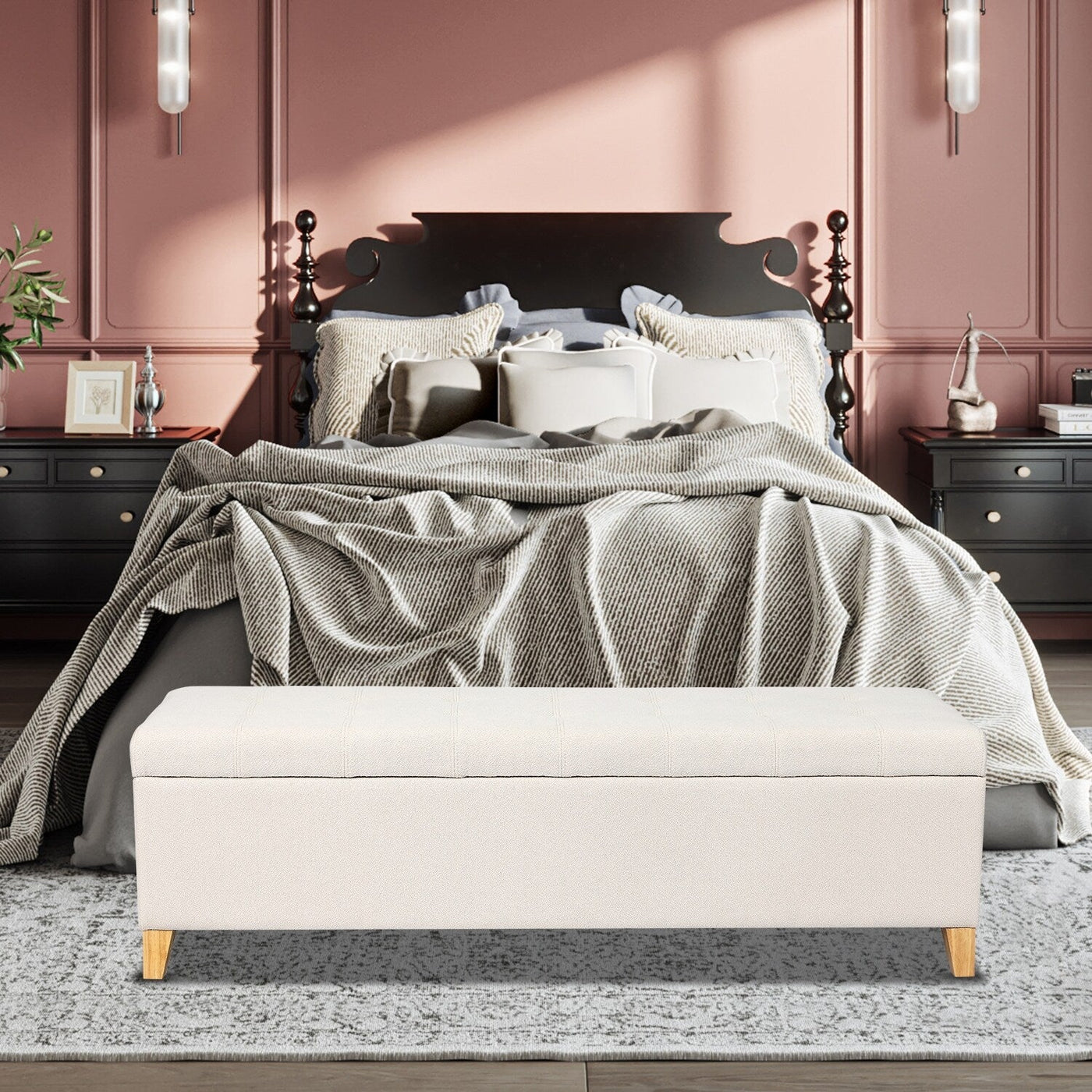 Banc ottoman de rangement en cuir reconstitué Adeco 50